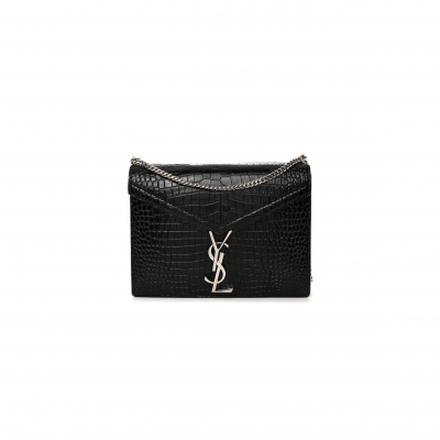 YSL CASSANDRA EMBOSSED CLASP BAG BLACK 1553552 (22*16.5*5.5cm)
